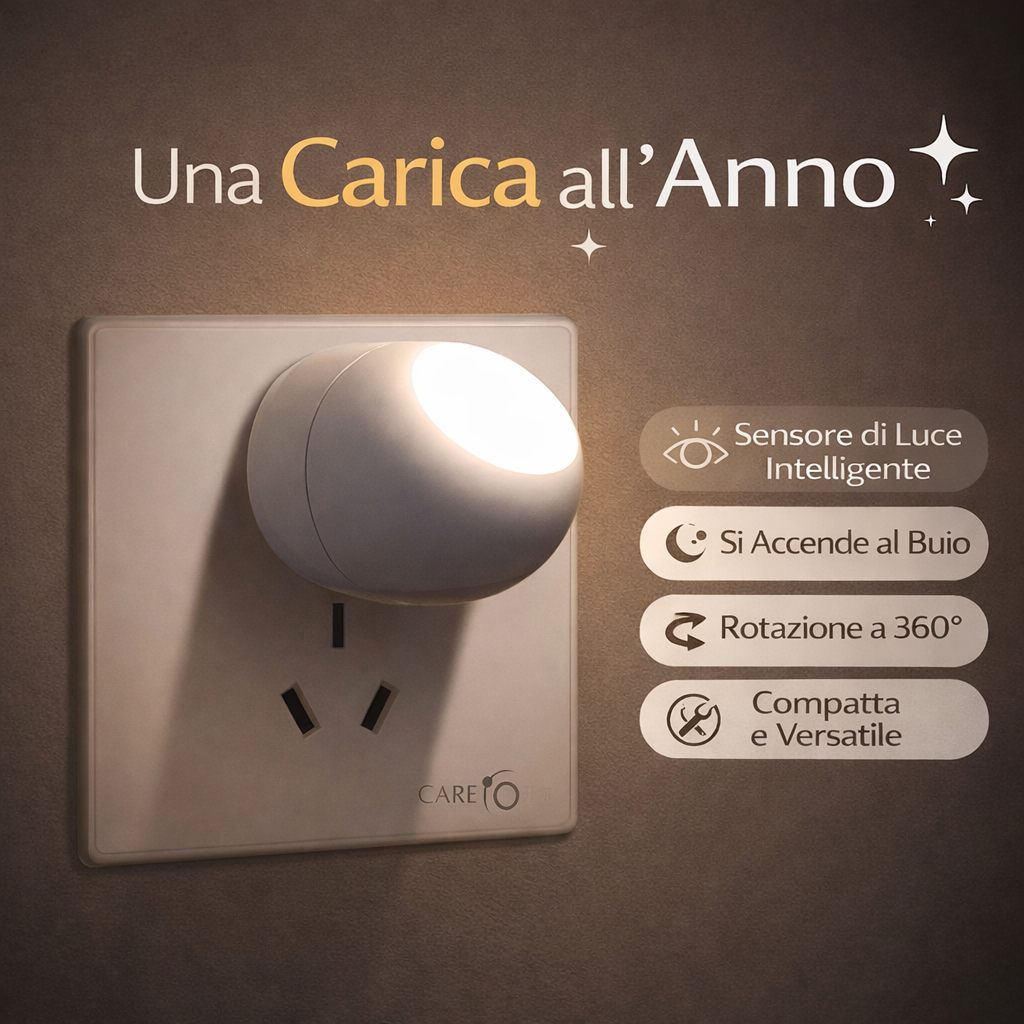 Luce Notturna LED con Sensore di Luce e Rotazione a 360°