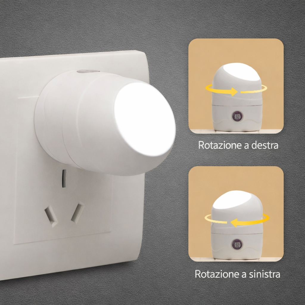 Luce Notturna LED con Sensore di Luce e Rotazione a 360°