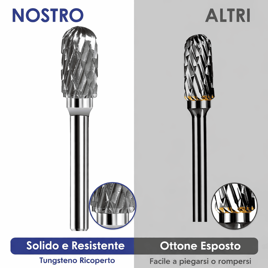 Set di frese rotative in carburo a doppio taglio