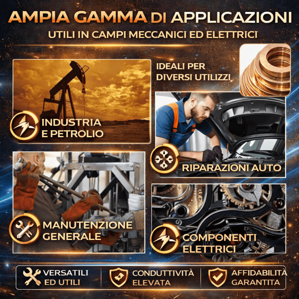 Kit Assortimento di 200 Rondelle Piane in Rame