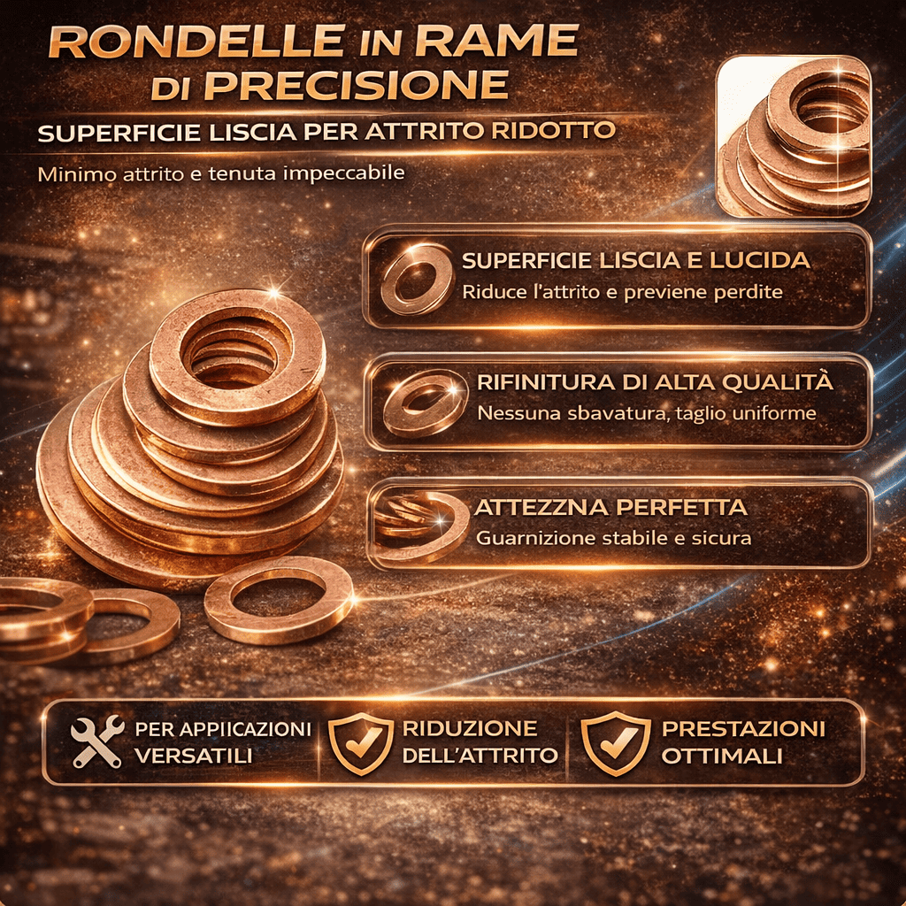 Kit Assortimento di 200 Rondelle Piane in Rame