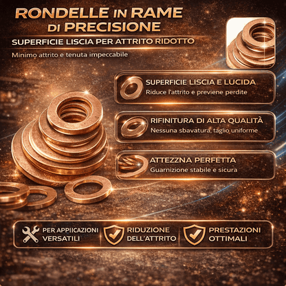 Kit Assortimento di 200 Rondelle Piane in Rame