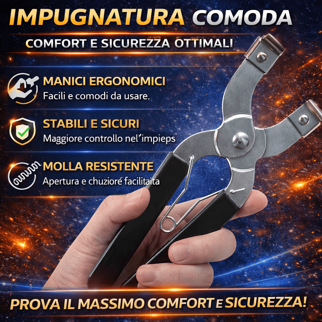 Pinza per fasce elastiche del pistone