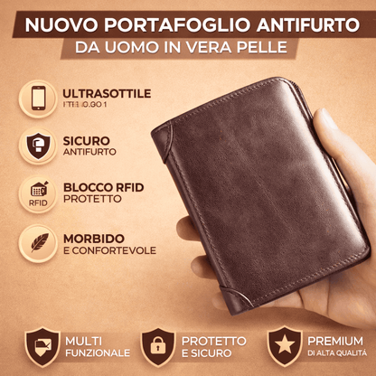 Nuovo portafoglio antifurto da uomo in vera pelle