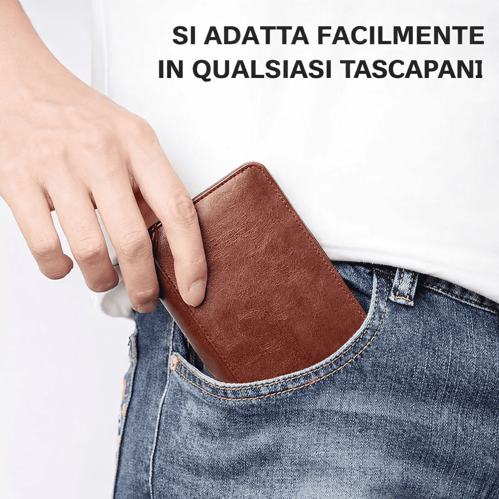 Nuovo portafoglio antifurto da uomo in vera pelle
