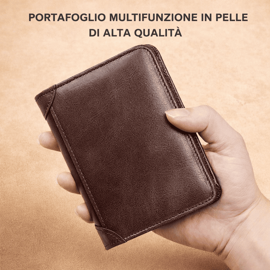 Nuovo portafoglio antifurto da uomo in vera pelle