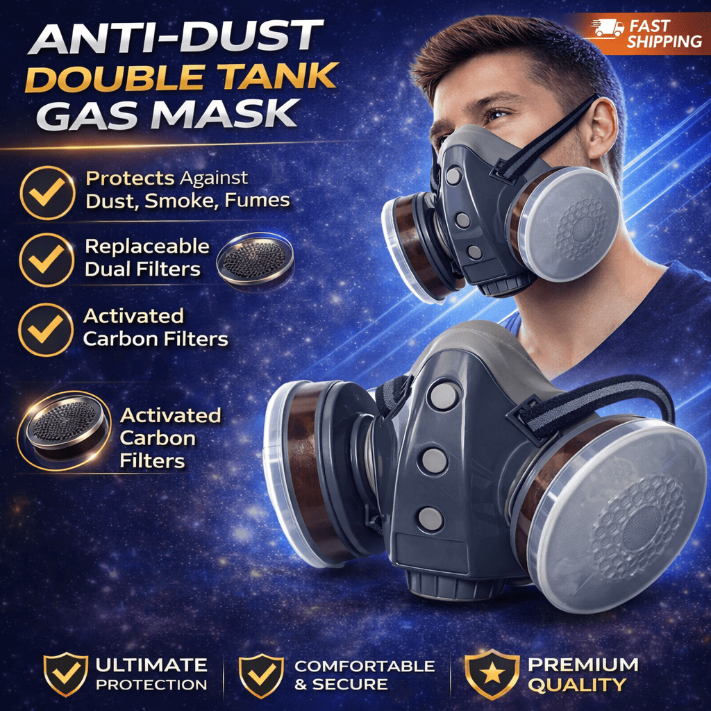 Maschera antigas a doppio filtro anti-polvere