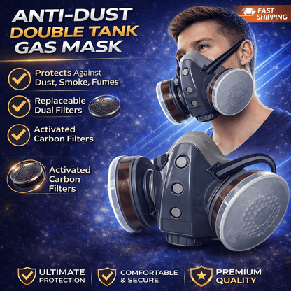 Maschera antigas a doppio filtro anti-polvere