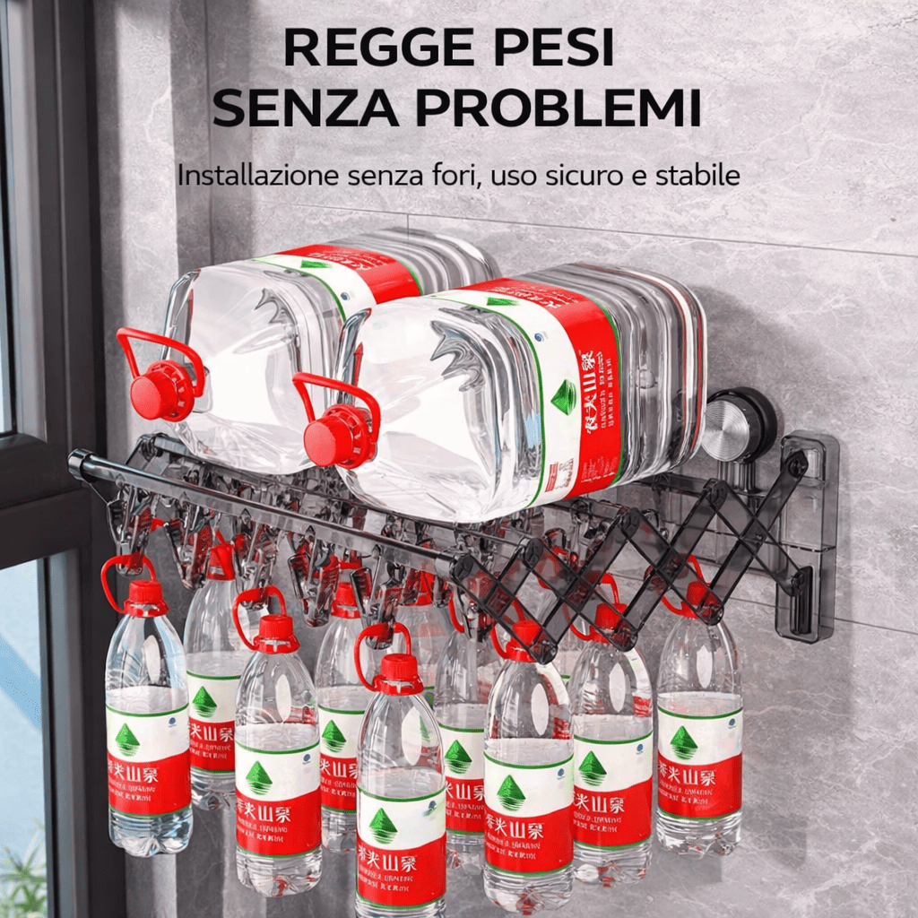 Stendibiancheria pieghevole con ventosa