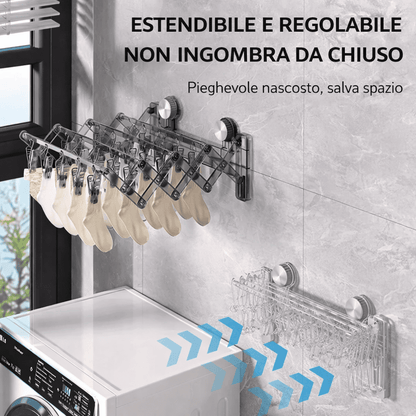Stendibiancheria pieghevole con ventosa