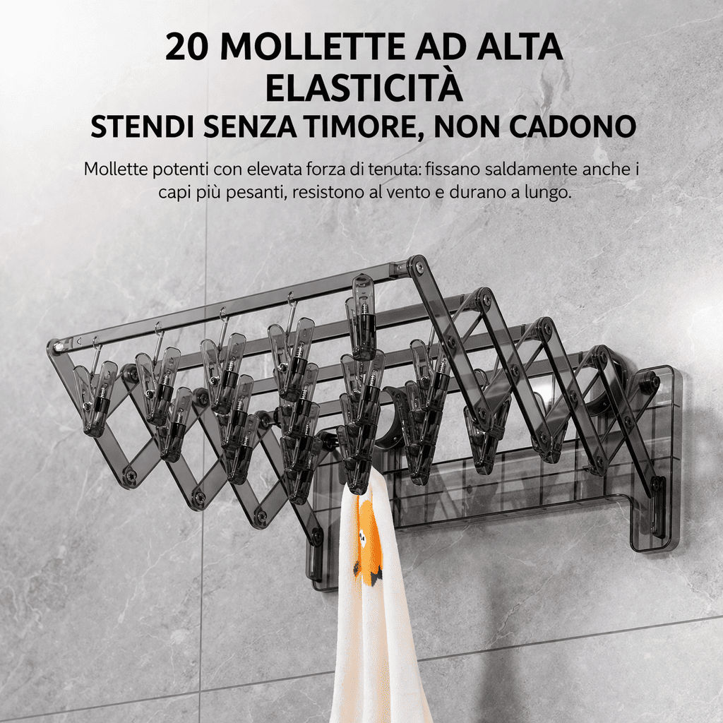 Stendibiancheria pieghevole con ventosa