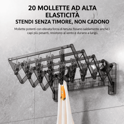 Stendibiancheria pieghevole con ventosa