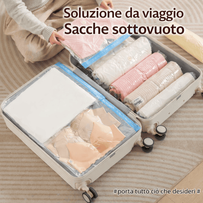 Sacco sottovuoto a compressione arrotolabile a mano