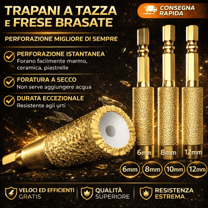 Sega a tazza brasata e punta di levigatura