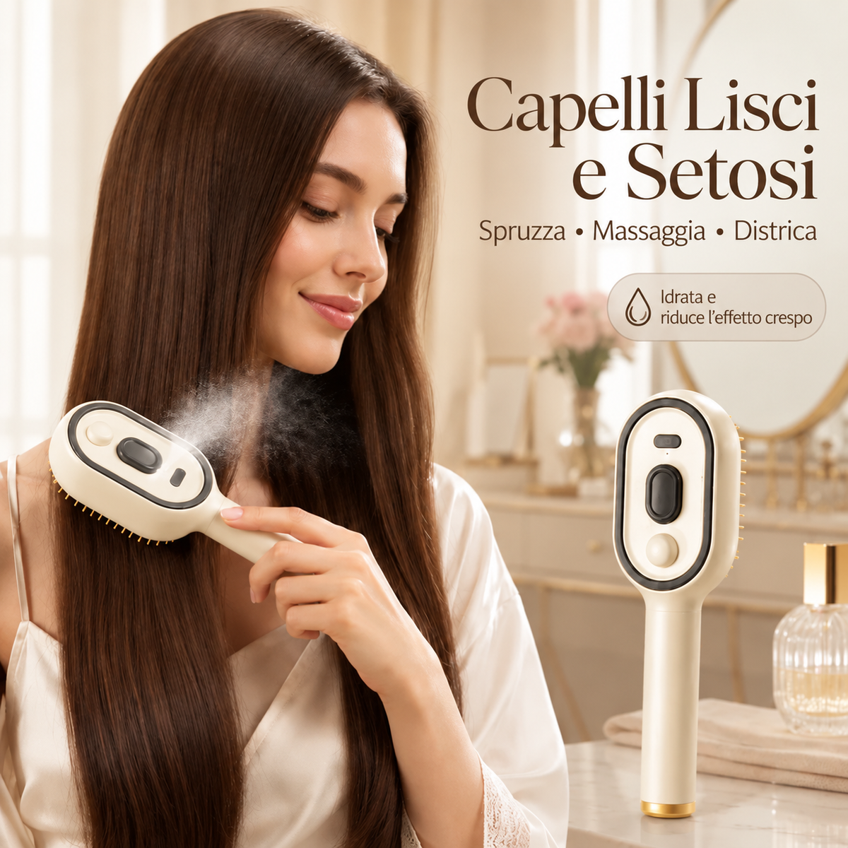 Pettine Massaggiante Elettrico 3-in-1 con Nebulizzatore e Cuscino d’Aria
