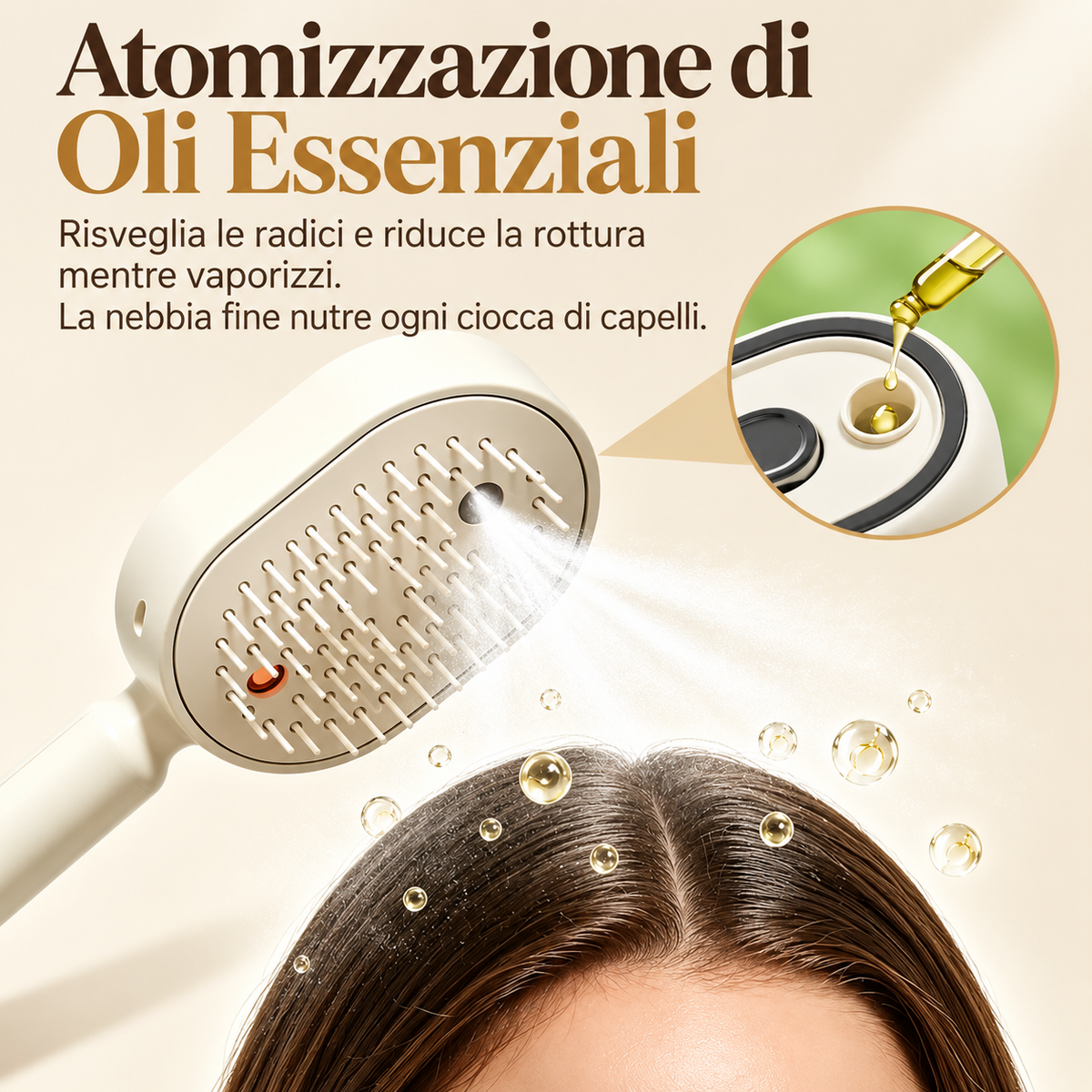 Pettine Massaggiante Elettrico 3-in-1 con Nebulizzatore e Cuscino d’Aria