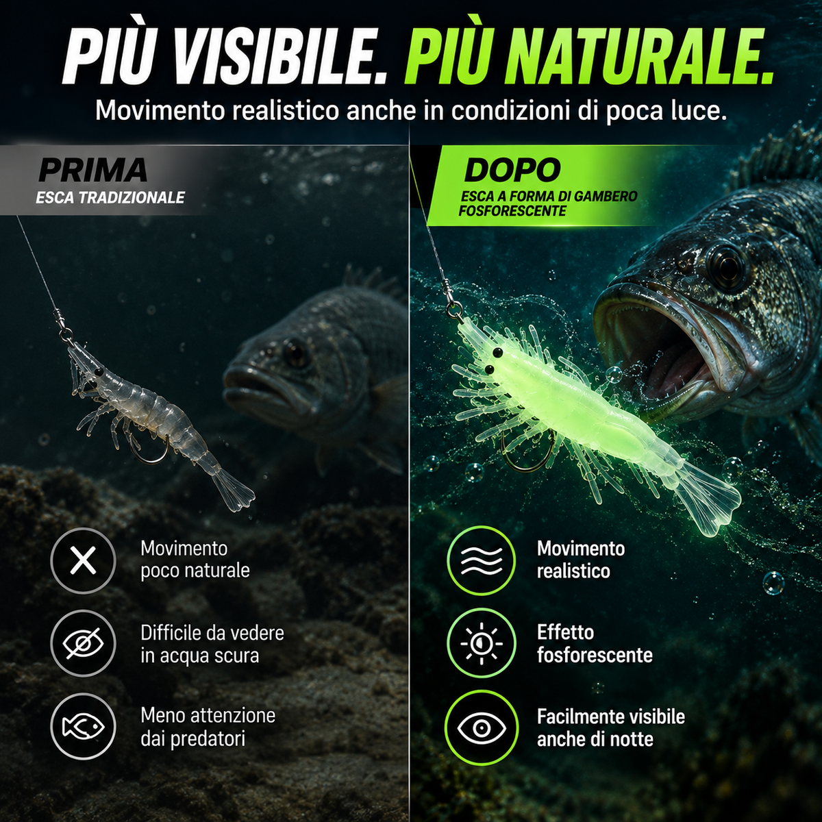 Gambero Artificiale – Esca Soft Bait Fosforescente