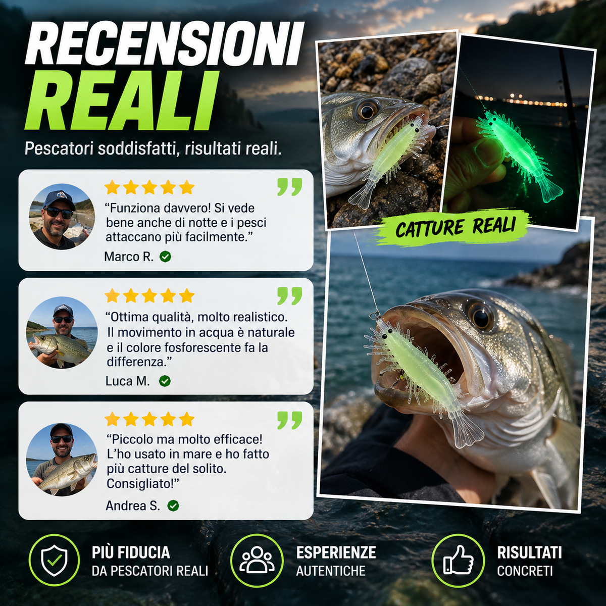 Gambero Artificiale – Esca Soft Bait Fosforescente
