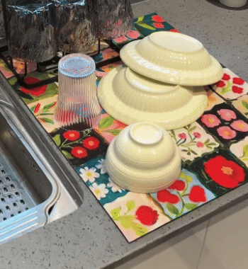 Tappetino Scolapiatti Antiscivolo Multiuso per Piatti e Decorazione Tavola
