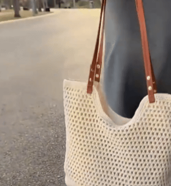 Borsa Da Spiaggia In Paglia Intrecciata Grande Stile Vintage