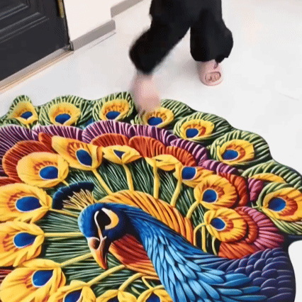 Tappeto Pavone 3D Antiscivolo Lavabile