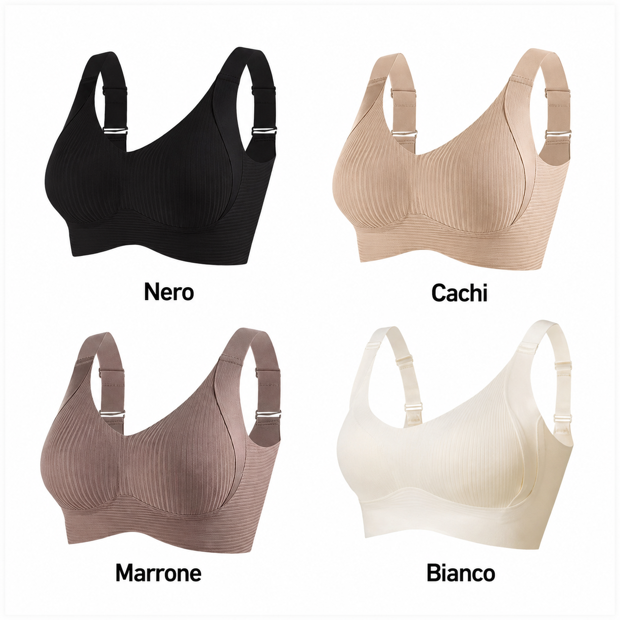 Set da 4 Reggiseni Senza Ferretto con Sostegno Morbido – Comfort e Delicatezza