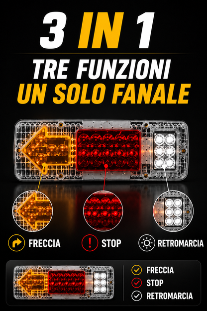 Kit Fari Posteriori a LED 12V/24V per Camion e Rimorchi (Modello 130/131)