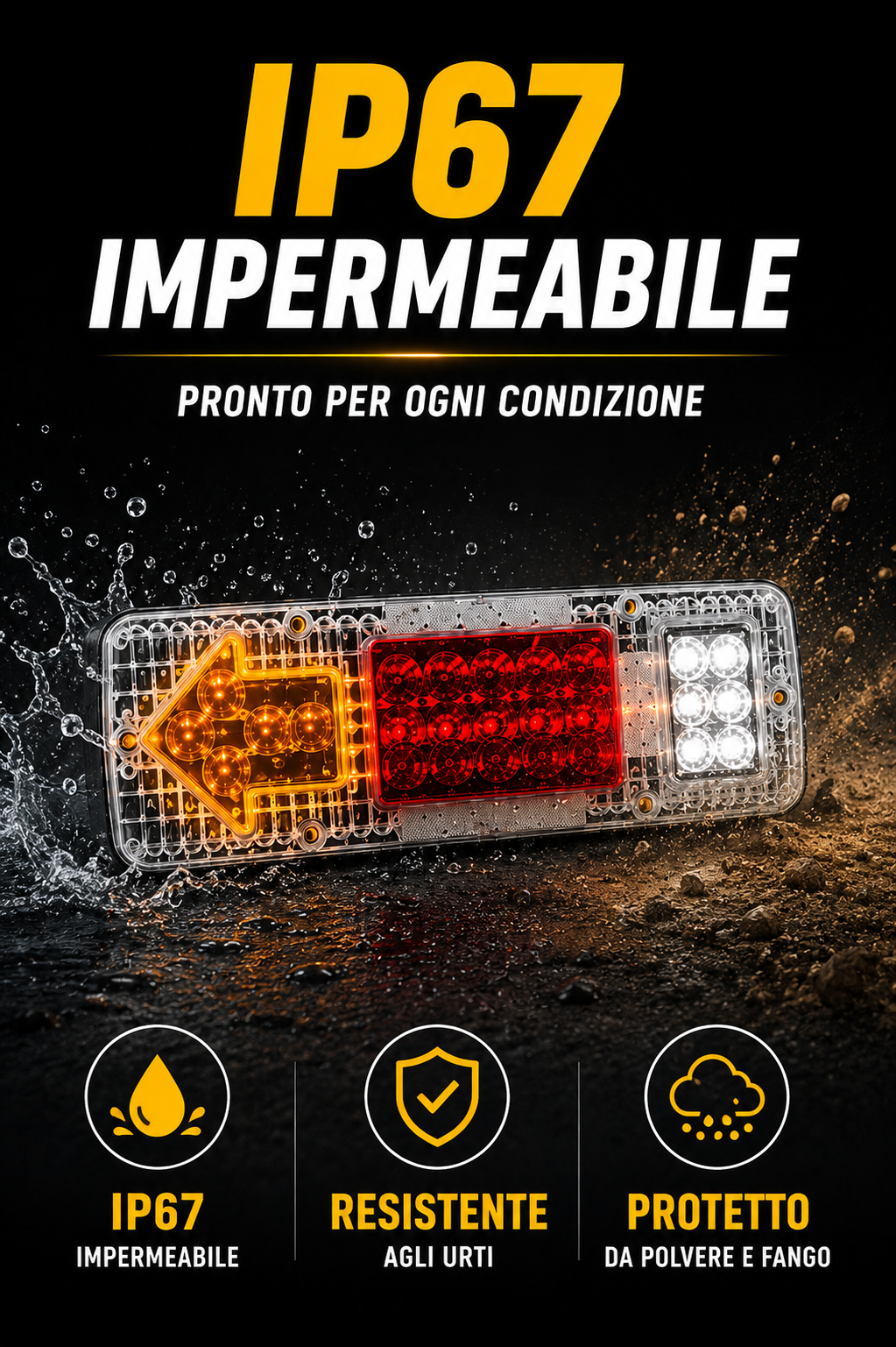 Kit Fari Posteriori a LED 12V/24V per Camion e Rimorchi (Modello 130/131)