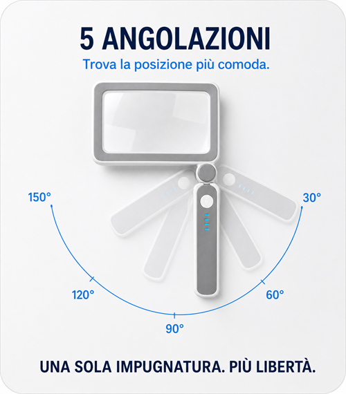Lente d’ingrandimento rettangolare pieghevole Sosile con 10 LED e controllo touch