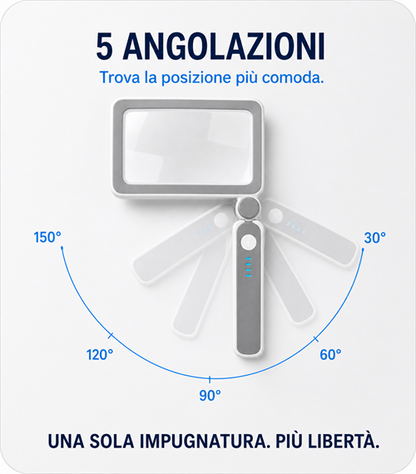 Lente d’ingrandimento rettangolare pieghevole Sosile con 10 LED e controllo touch