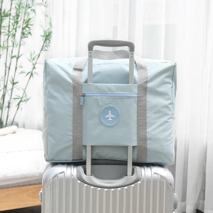 Borsone da Viaggio Pieghevole e Impermeabile con Fascia per Trolley