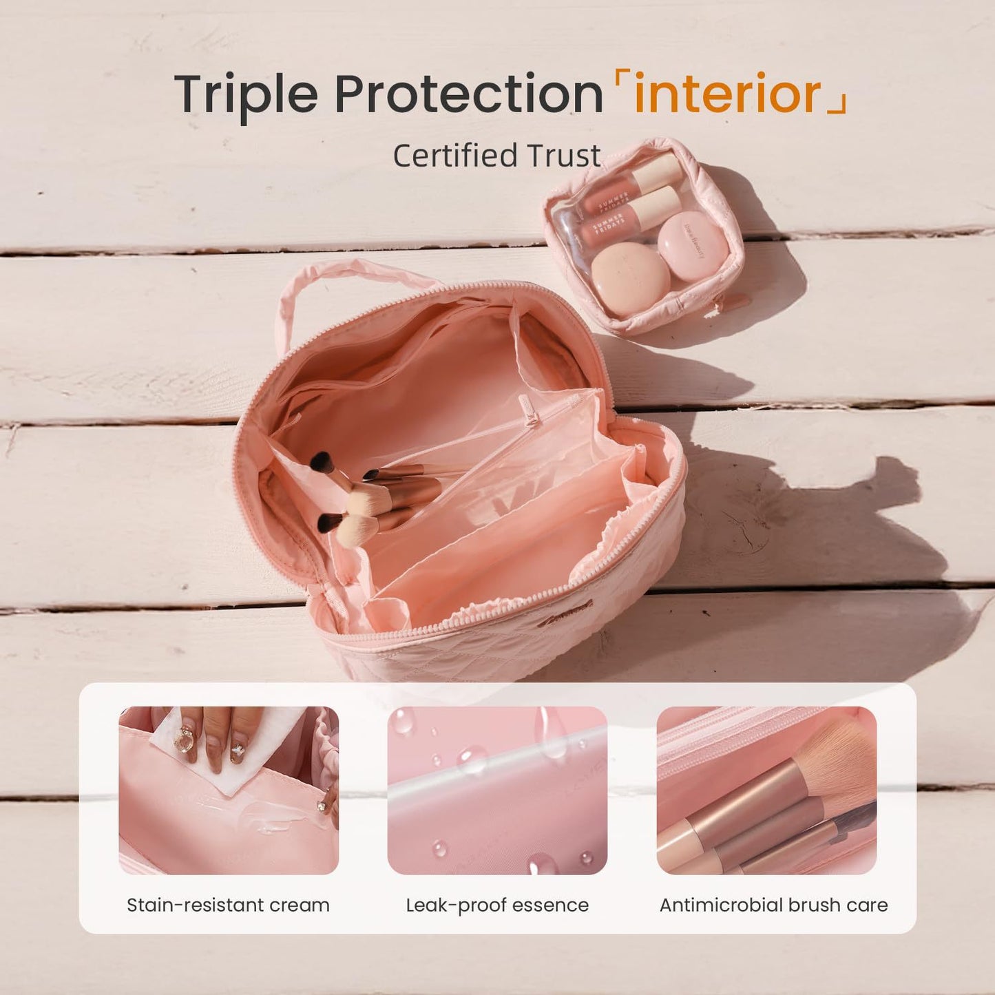 Trousse cosmetica imbottita – apertura a 180°