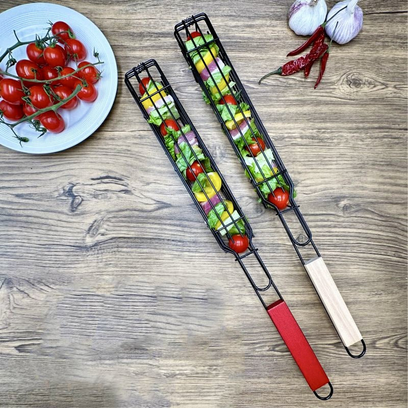 Cestello per Griglia con Manico in Legno