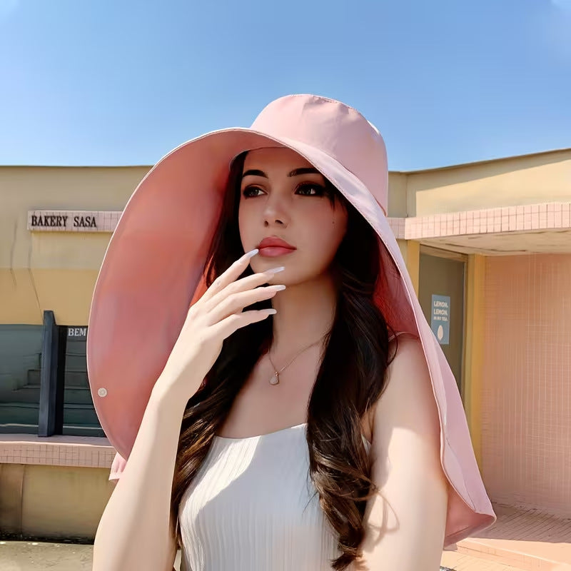 Cappello Da Donna Con Scialle Grande Per la Protezione Solare