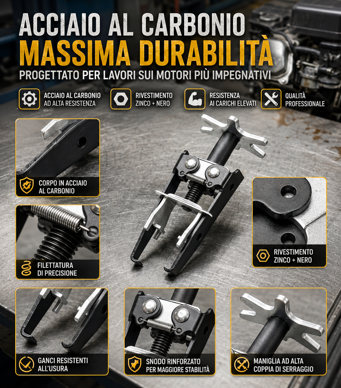 Strumento per la compressione delle molle delle valvole