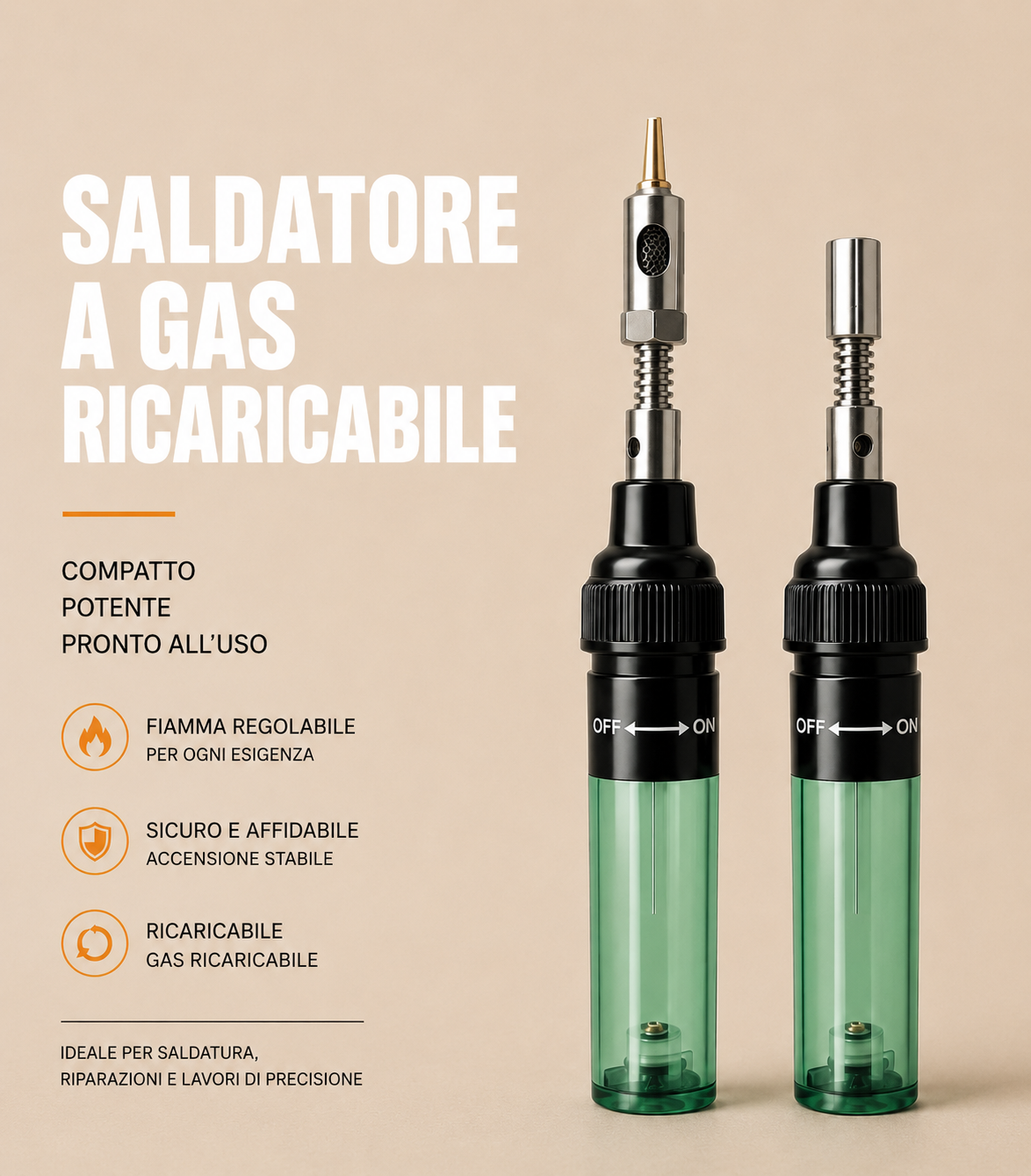 Mini Saldatore a Gas Portatile Ricaricabile Torcia per Saldatura di Precisione