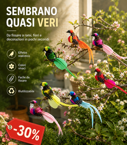 Canarini piumati decorativi per piante