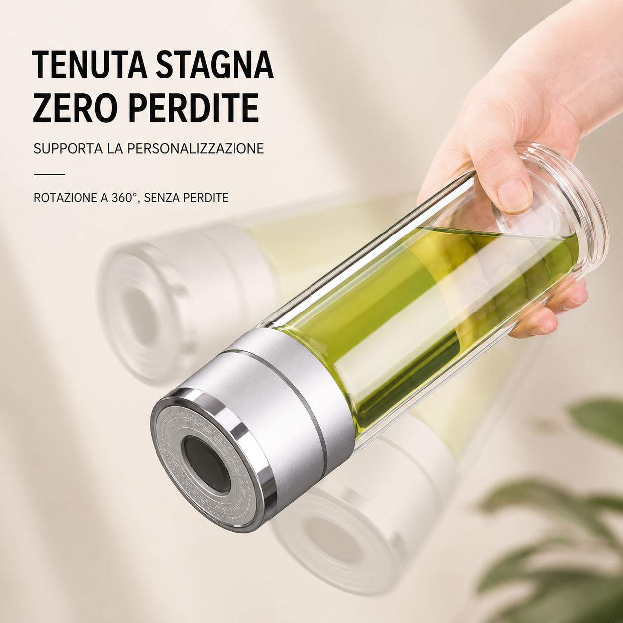 Bottiglia Termica in Vetro per Tè con Scatto