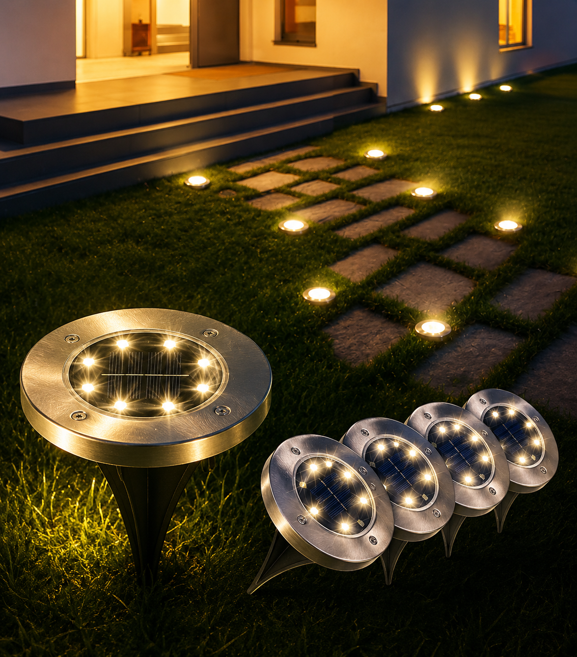 Faretti Solari da Giardino a LED Caldi da Interrare