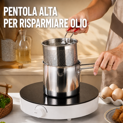 Mini Friggitrice Inox Multifunzione, a Risparmio Energetico, per Induzione e Gas 🔥