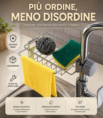 Portaoggetti da Rubinetto in Acciaio Inox per Lavandino e Doccia