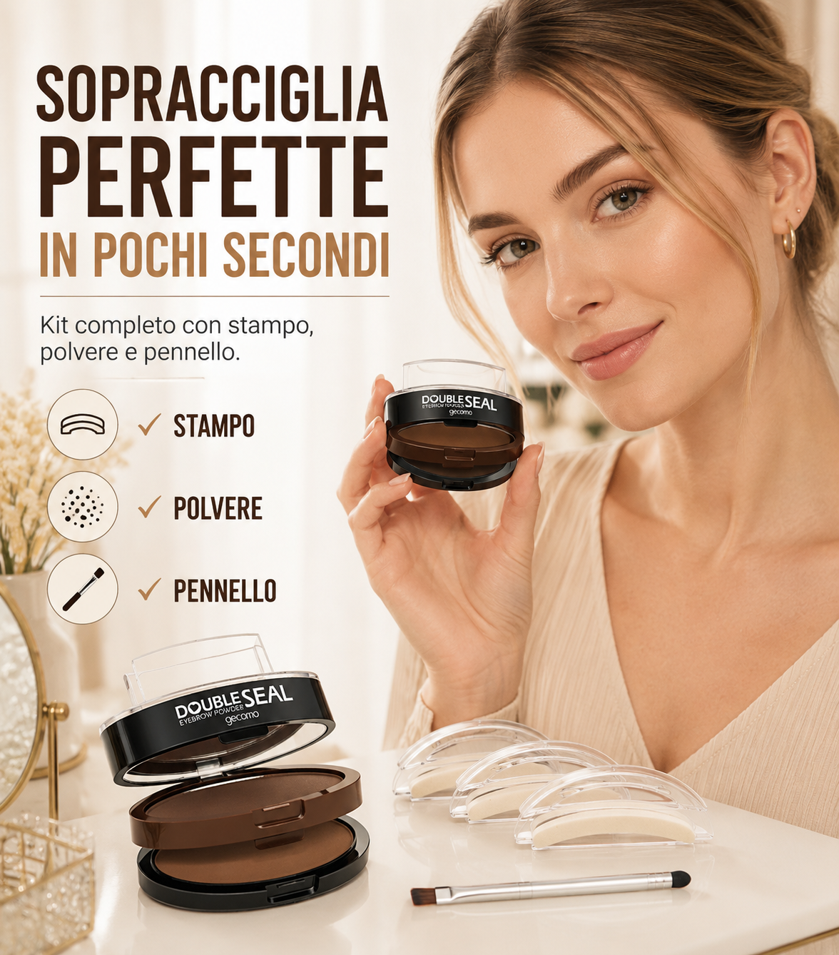 👁️ Kit Polvere Sopracciglia 2 Livelli GECOMO