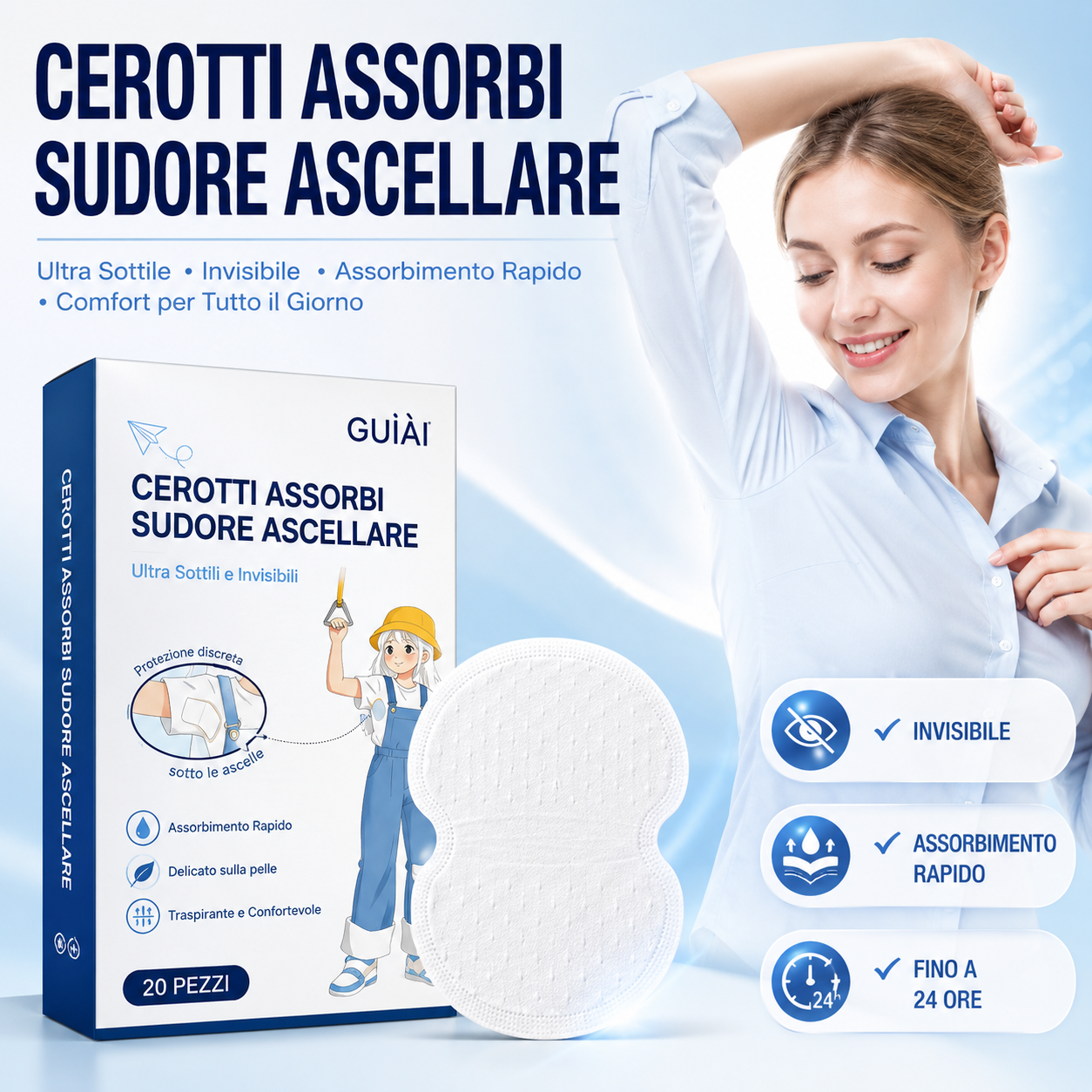 Cuscinetti ascellari invisibili, traspiranti e assorbi-sudore – Unisex, discreti e a prova di sudore