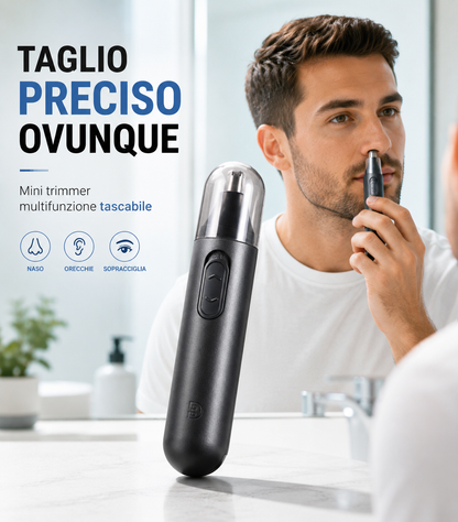 Trimmer per Naso e Orecchie – Rasoio Elettrico Multiuso 360° Portatile