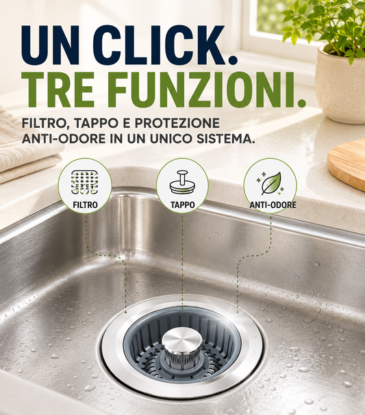 Filtro e Tappo per Lavandino Cucina 3 in 1