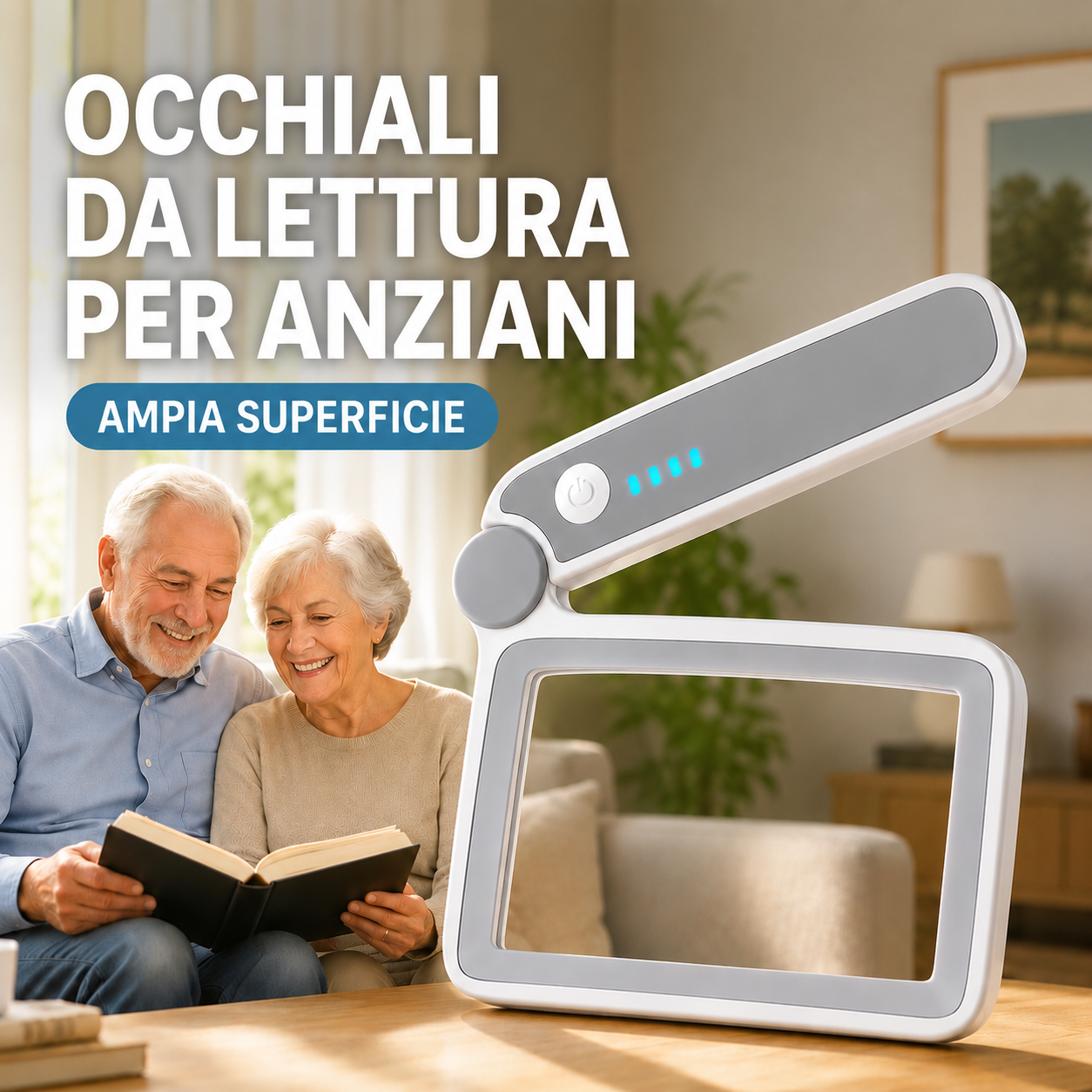 Lente d’ingrandimento quadrata ricaricabile a LED