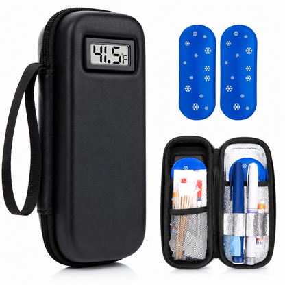 Custodia da Viaggio Porta Insulina con Display Temperatura e 2 Setti Ghiaccio