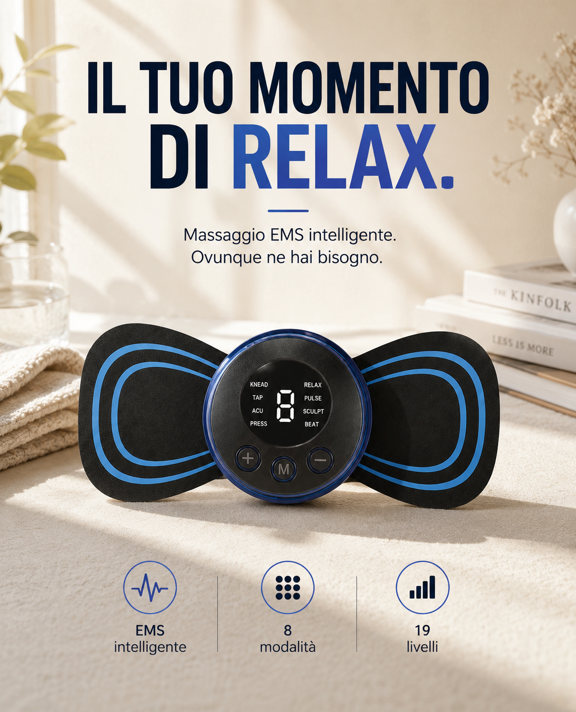 Mini elettrostimolatore muscolare EMS a farfalla 8 modalità