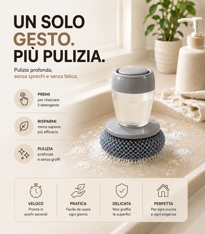 Spazzola Lavapiatti con Dispenser Sapone Integrato