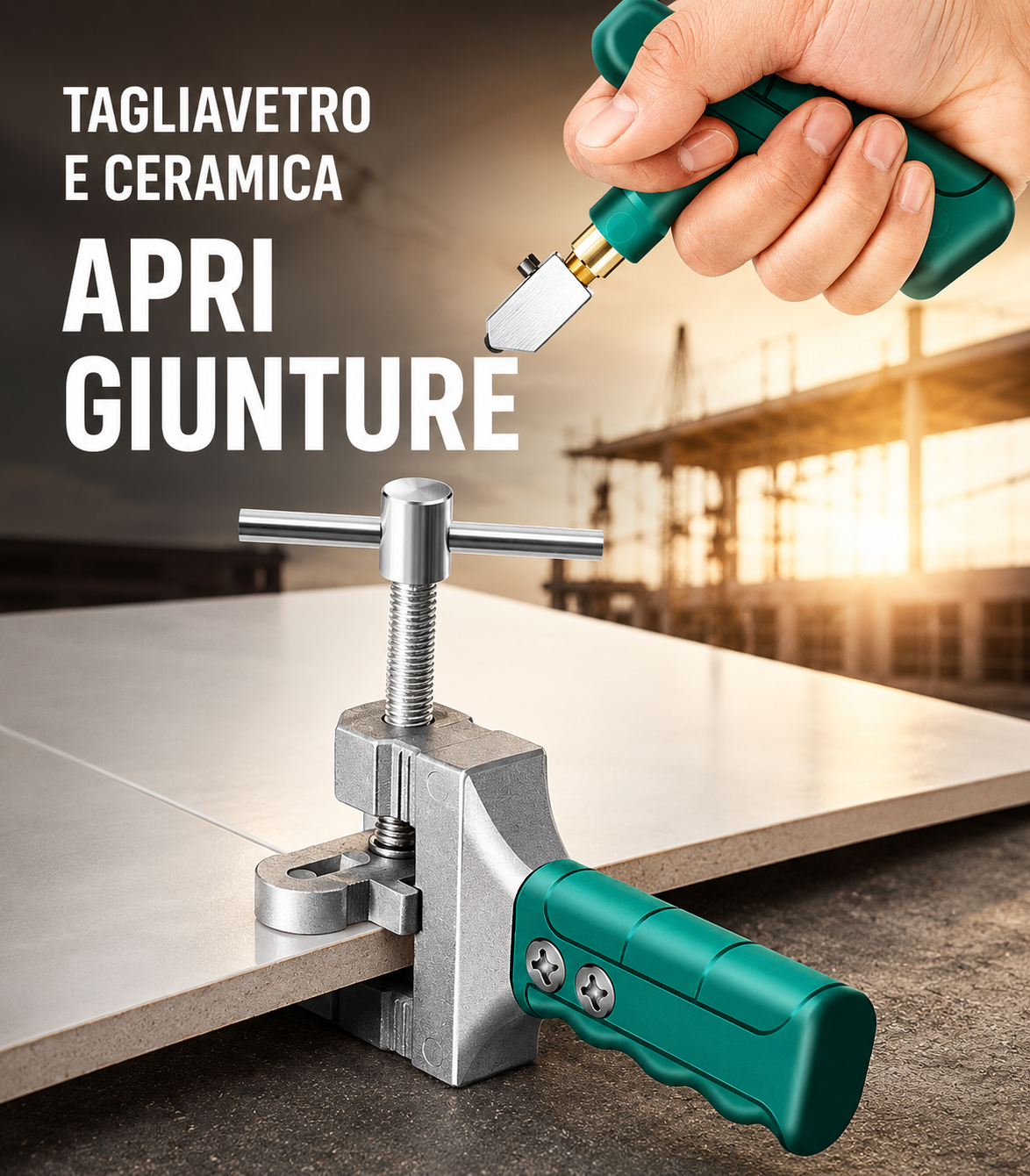 Set attrezzi per tagliare piastrelle vetro e specchi